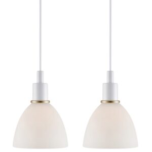 Nordlux Set dvou opálově bílých skleněných závěsných světel Ray 12 cm s bílým zavěšením