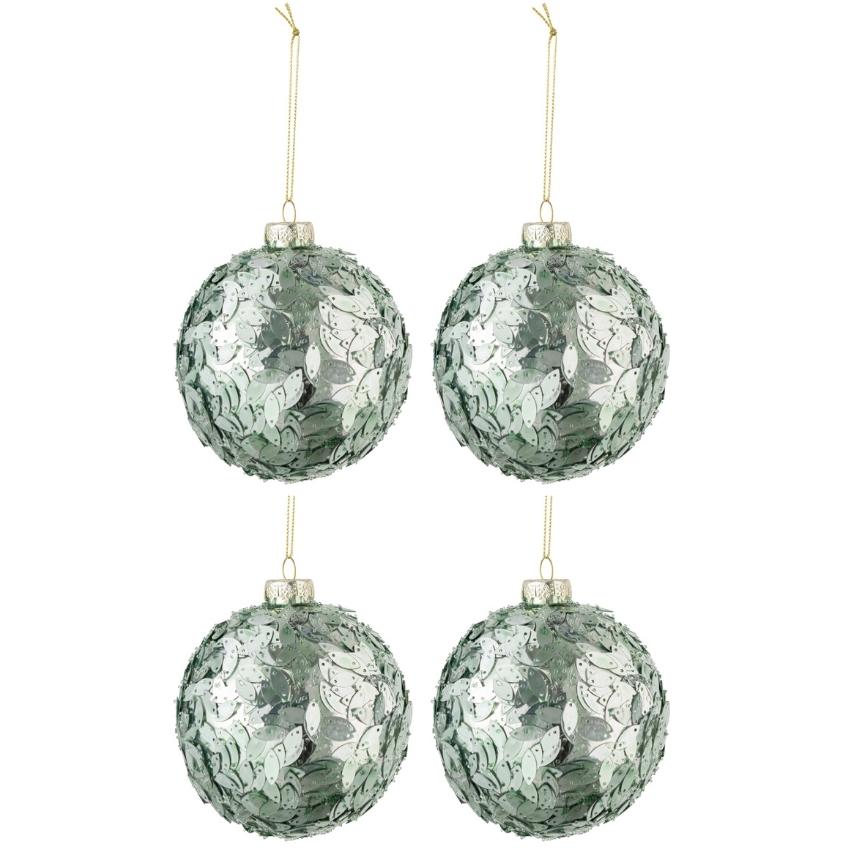 Set čtyř skleněných zelených vánočních ozdob J-Line Grien 10