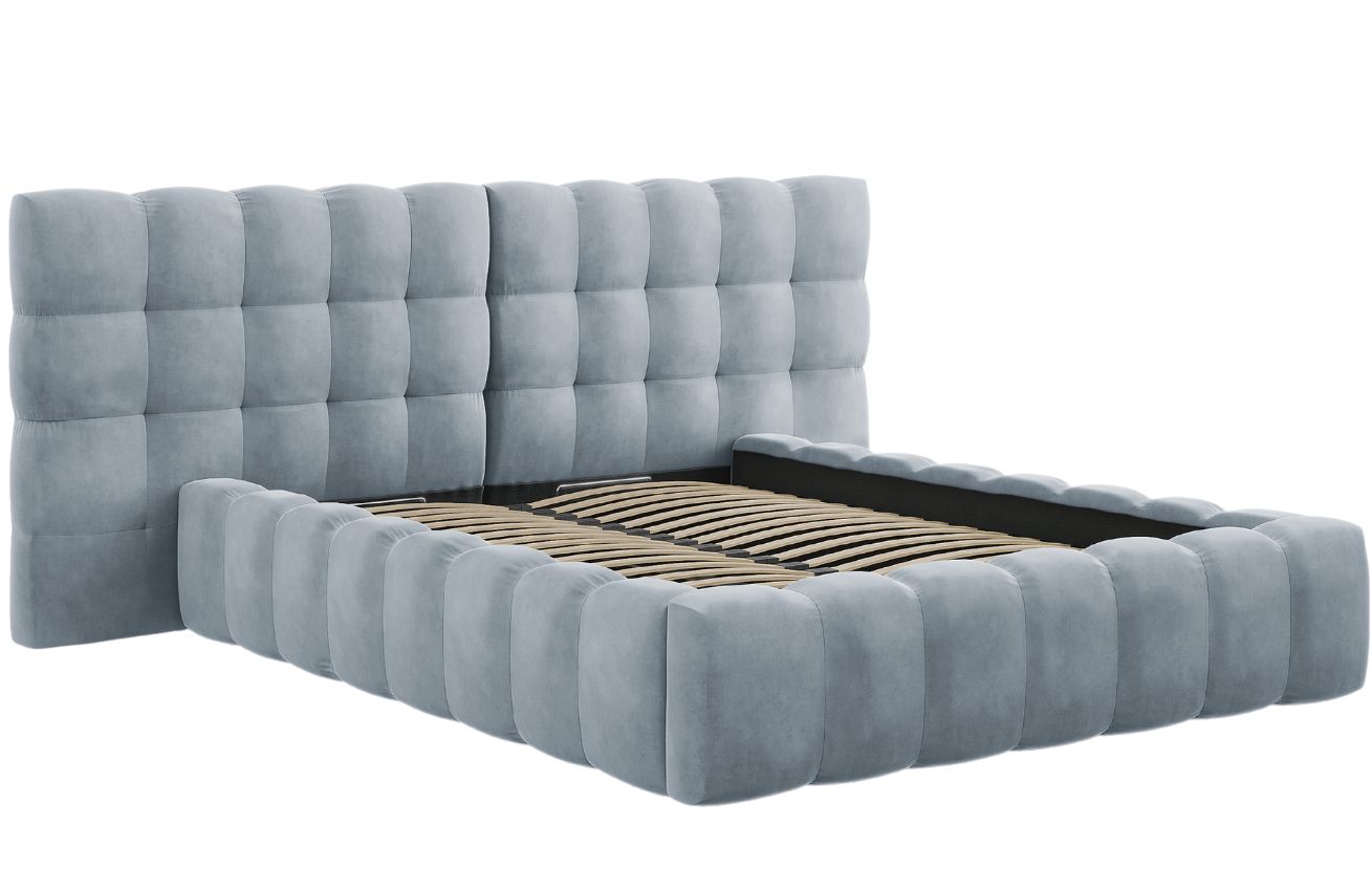 Micadoni Sametová postel Mamaia 140 x 200 cm s úložným prostorem