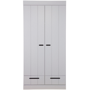 WOOOD Cementově šedá dřevěná šatní skříň Ernie 195 x 94 cm