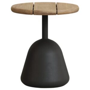 Dřevěný zahradní stolek Kave Home Saura 43 cm s černou podnoží