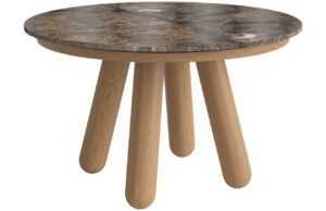 Bolia Hnědý mramorový rozkládací jídelní stůl Balance 125/225 cm s dubovou podnoží