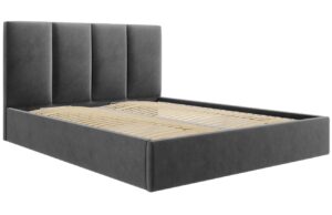 Micadoni Tmavě šedá dvoulůžková postel Pyla 160 x 200 cm s úložným prostorem