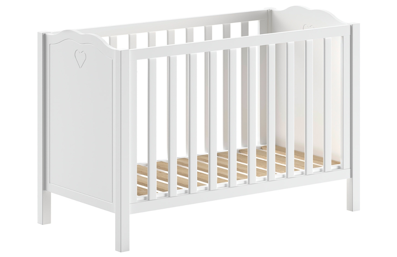 Bílá lakovaná dětská postýlka Vipack Amori 60 x 120 cm