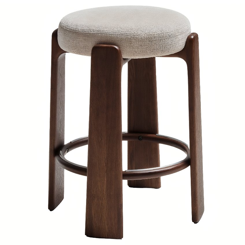 Kave Home Béžová ořechová barová židle Granite II. 65 cm