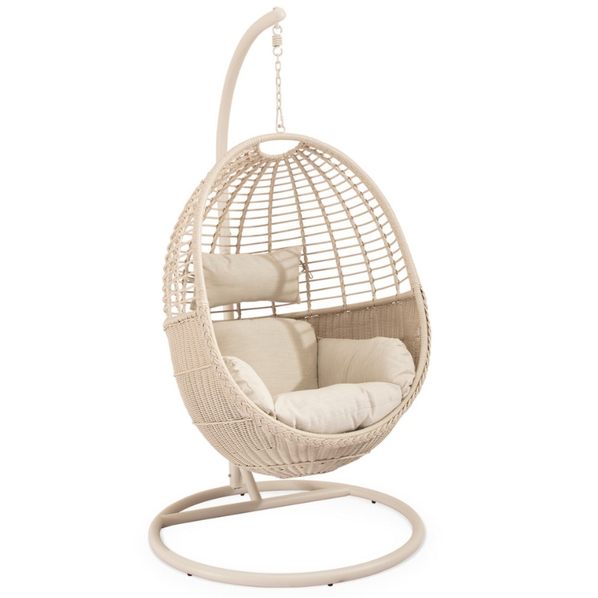 Somcasa Béžové závěsné křeslo z umělého ratanu Hannover