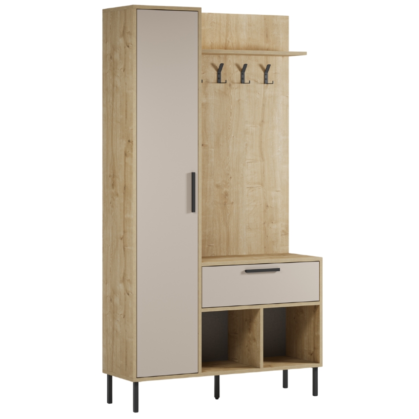 Marckeric Krémová předsíňová stěna Heidy s dubovým dekorem