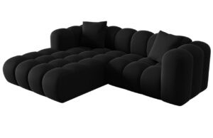 Černá sametová rohová pohovka Windsor & Co Halley 242 cm