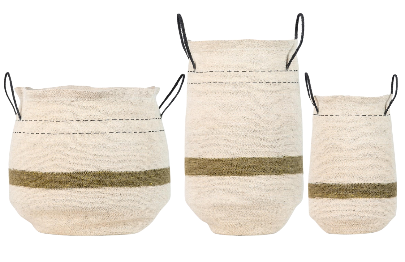 Set tří béžových úložných košů Quax Natural