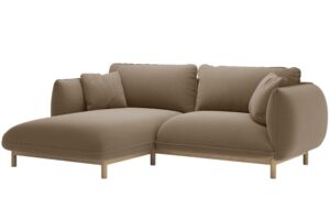 Micadoni Světle hnědá sametová rohová pohovka Ada 214 cm