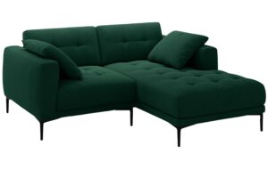 Micadoni Lahvově zelená sametová rohová pohovka Bemy 205 cm