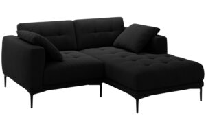 Micadoni Černá sametová rohová pohovka Bemy 205 cm