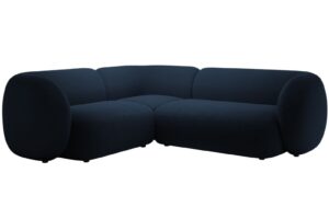 Micadoni Královsky modrá sametová rohová pohovka Kate 252 cm