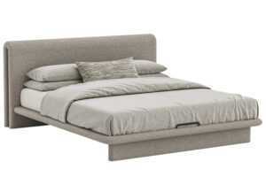 Woodsoft Béžová bouclé dvoulůžková postel Nola 160 x 200 cm