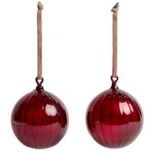 Kave Home Set dvou červených skleněných vánočních ozdob Oranel 10 cm