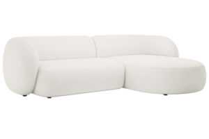 Micadoni Bílá bouclé rohová pohovka Kate 285 cm