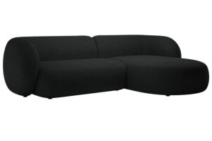 Micadoni Černá bouclé rohová pohovka Kate 285 cm