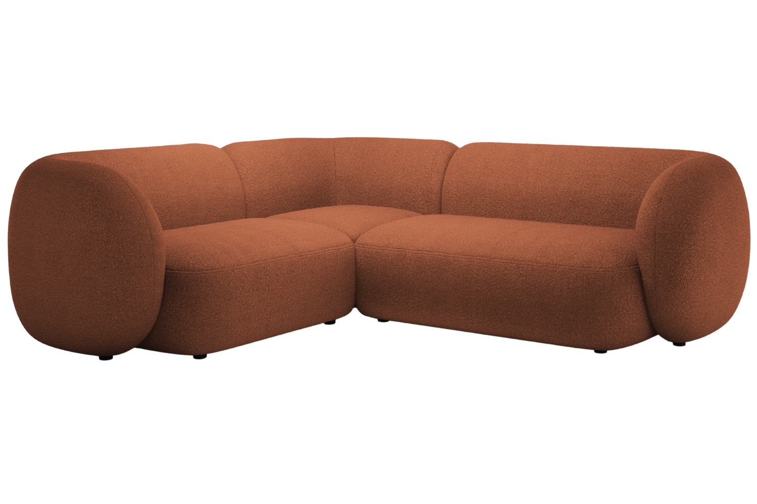 Micadoni Terakotově oranžová bouclé rohová pohovka Kate 252 cm