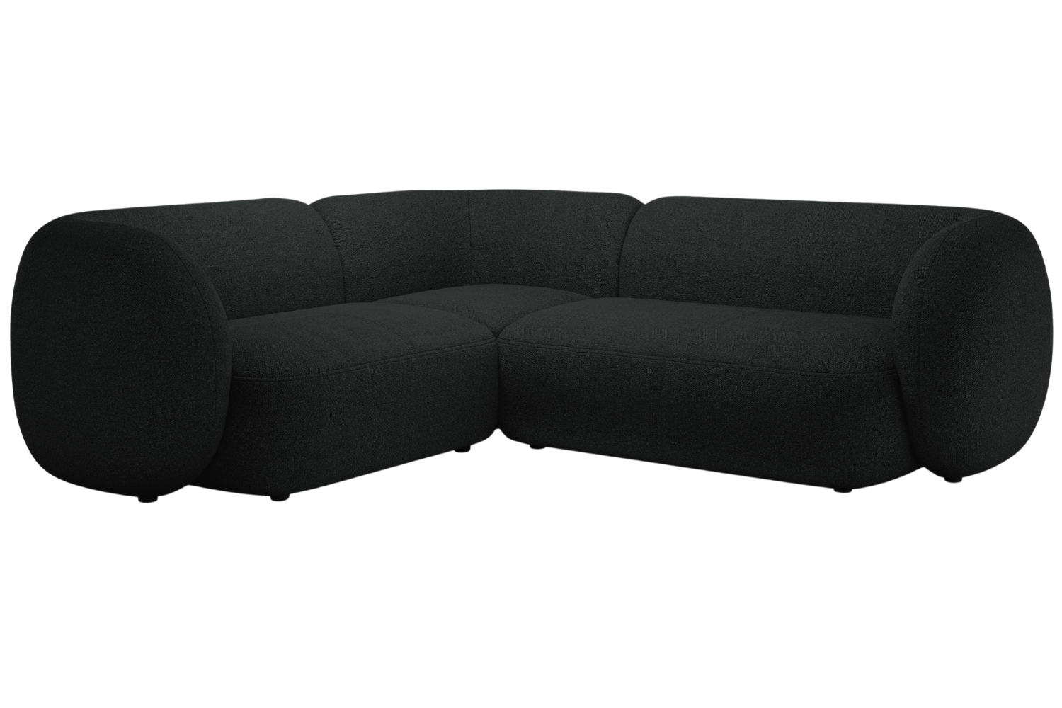 Micadoni Černá bouclé rohová pohovka Kate 252 cm