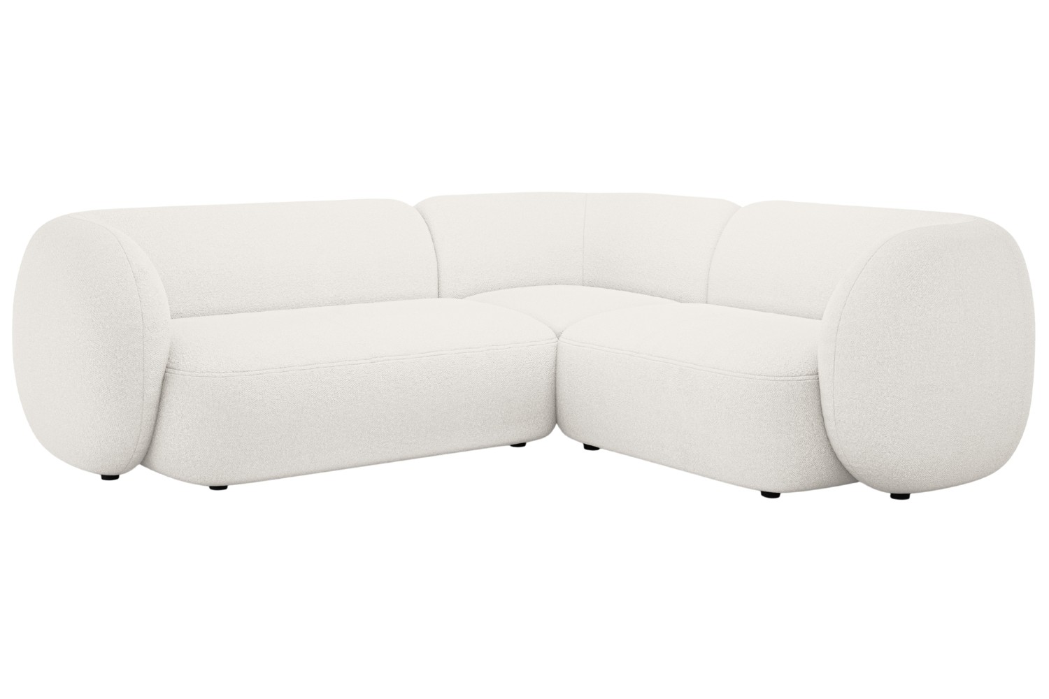 Micadoni Bílá bouclé rohová pohovka Kate 252 cm