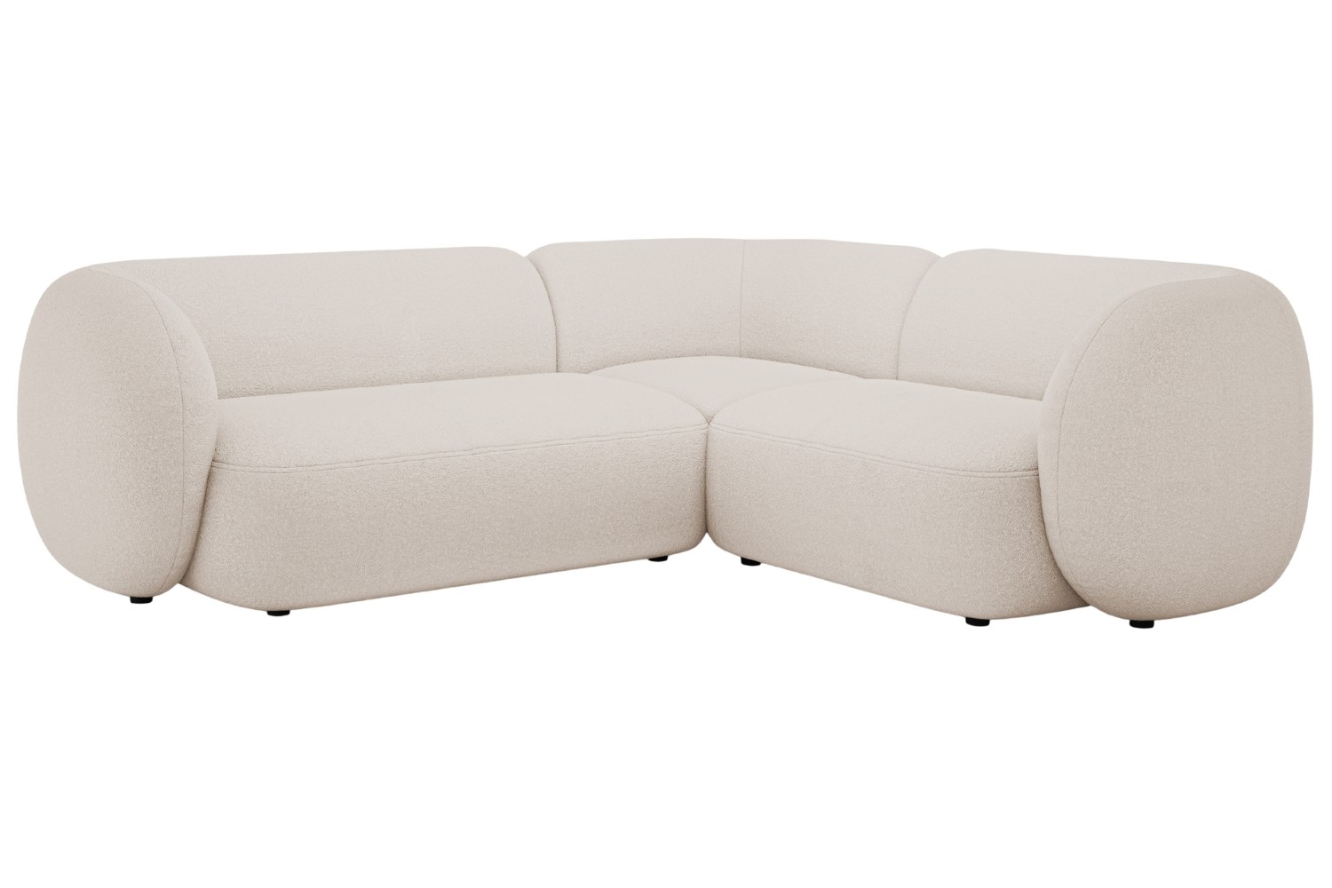 Micadoni Béžová bouclé rohová pohovka Kate 252 cm