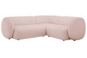 Micadoni Světle růžová bouclé rohová pohovka Kate 252 cm