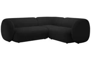 Micadoni Černá bouclé rohová pohovka Kate 252 cm