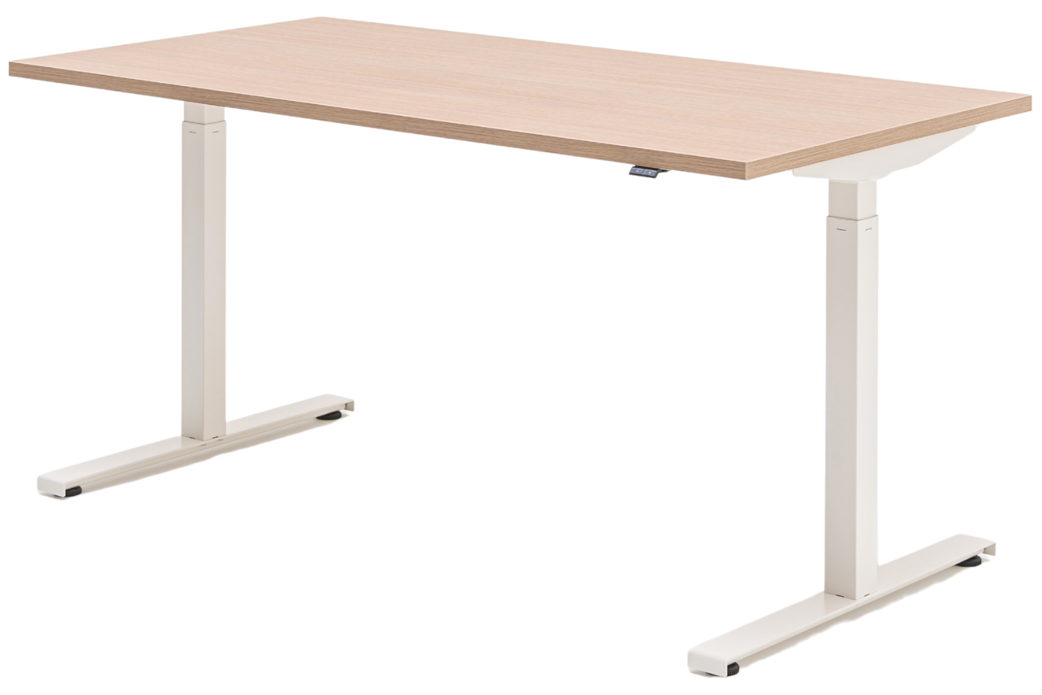 MDD Dubový výškově nastavitelný pracovní stůl Ogi Drive 140 x 70 cm s bílou podnoží