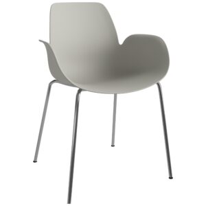 Bolia Šedá plastová jídelní židle Seed s chromovanou podnoží