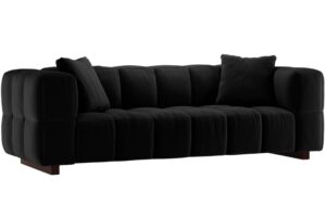 Micadoni Černá sametová rozkládací pohovka Puma 260 cm