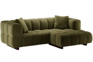 Micadoni Zelená sametová rozkládací pohovka Puma 260 cm