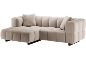 Micadoni Béžová sametová rozkládací pohovka Puma 260 cm