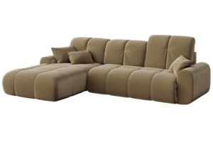 Devichy Hnědá sametová rozkládací pohovka Tous 290 cm