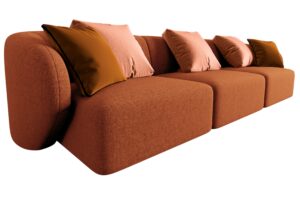 Maison Heritage Terakotově oranžová trojmístná pohovka Chiara 266 cm