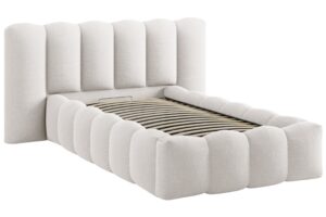 Micadoni Světle béžová jednolůžková postel Lupine 90 x 200 cm s úložným prostorem