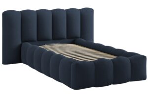 Micadoni Tmavě modrá jednolůžková postel Lupine 90 x 200 cm s úložným prostorem