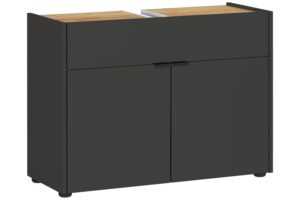 Germania Tmavě šedá umyvadlová skříňka Forano 80 x 34 cm s dubovým dekorem