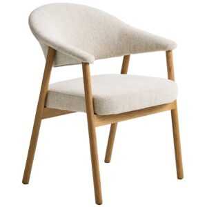 Unique Furniture Krémově bílá jídelní židle Elk s dubovou podnoží