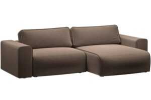 Micadoni Hnědá sametová rozkládací pohovka Victor 246 cm