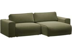 Micadoni Zelená sametová rozkládací pohovka Victor 246 cm