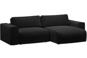 Micadoni Černá sametová rozkládací pohovka Victor 246 cm