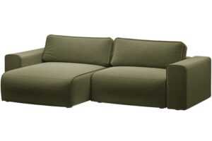 Micadoni Zelená sametová rozkládací pohovka Victor 246 cm