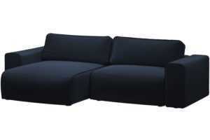 Micadoni Tmavě modrá sametová rozkládací pohovka Victor 246 cm