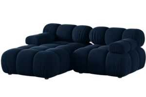 Micadoni Královsky modrá sametová rohová pohovka Bellis 188 cm