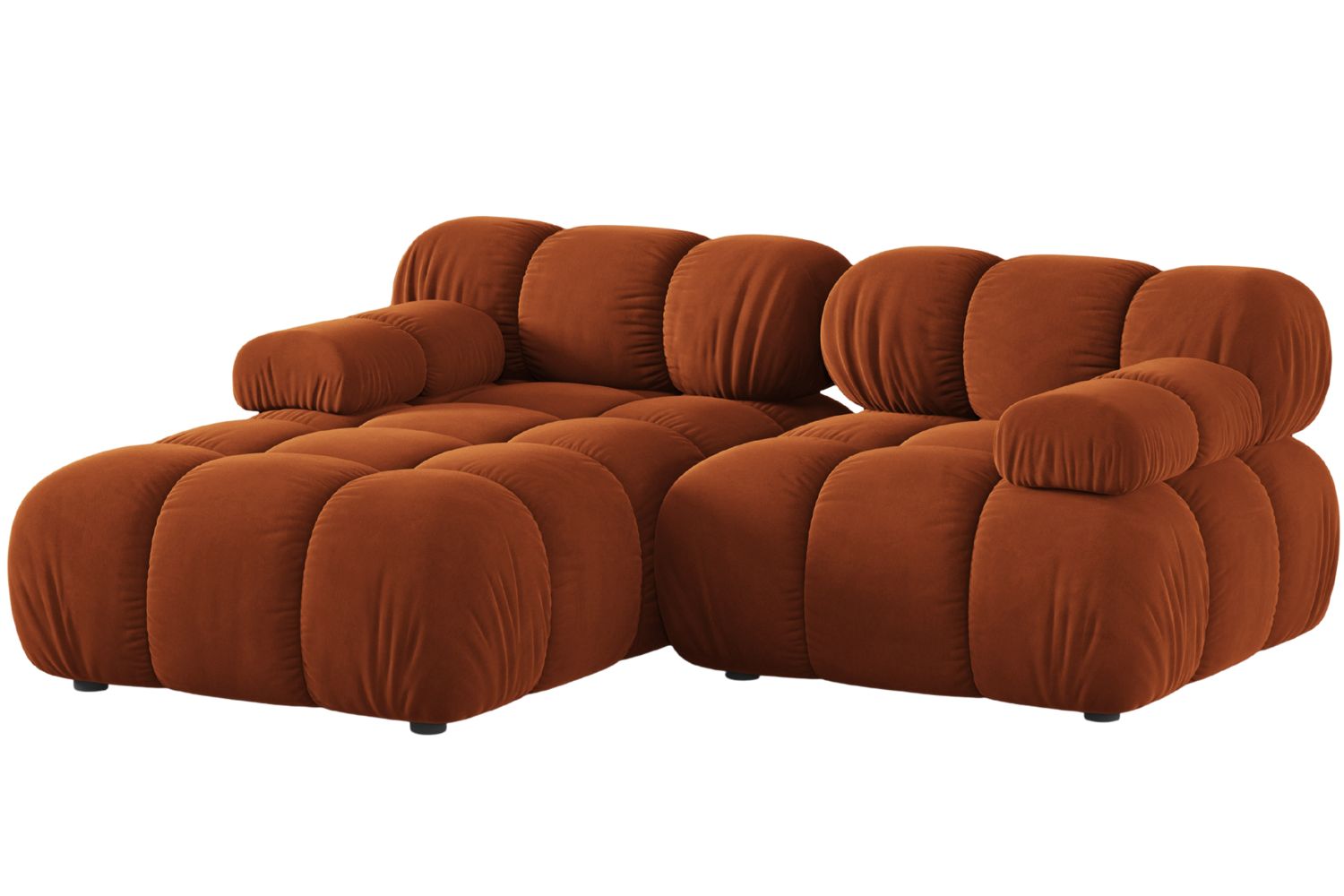 Micadoni Terakotově oranžová sametová rohová pohovka Bellis 188 cm