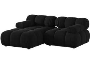 Micadoni Černá sametová rohová pohovka Bellis 188 cm