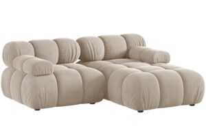Micadoni Béžová sametová rohová pohovka Bellis 188 cm