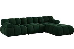 Micadoni Lahvově zelená sametová rohová pohovka Bellis 282 cm