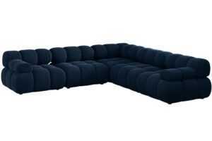 Micadoni Královsky modrá sametová rohová pohovka Bellis 282 cm