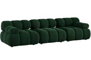 Micadoni Lahvově zelená sametová trojmístná pohovka Bellis 282 cm